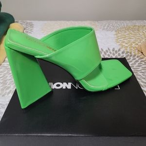 Ladies Heeled Sandals, Lime Green, Size 11